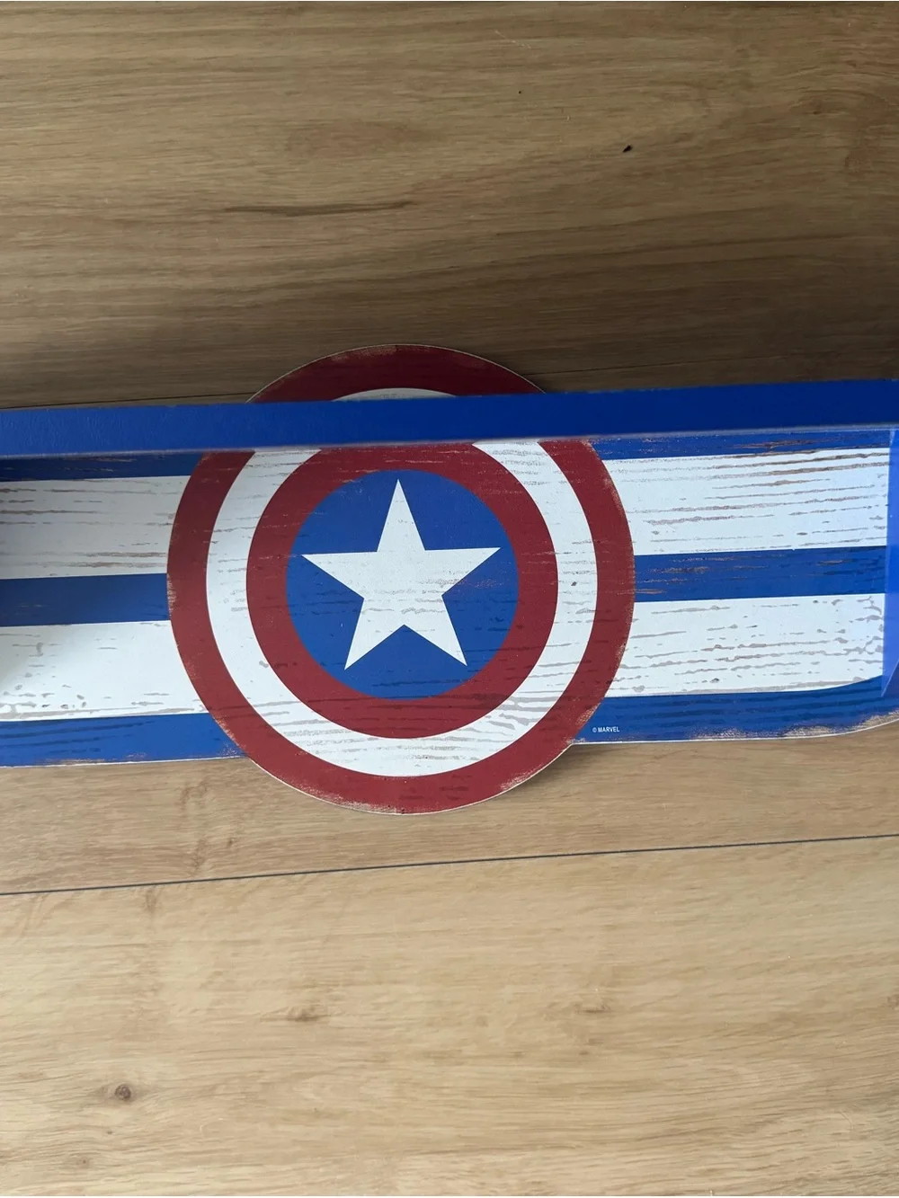 Captain America Shield Wall Shelf | Marvel Kids Room Decor | Wood Hanging Shelf